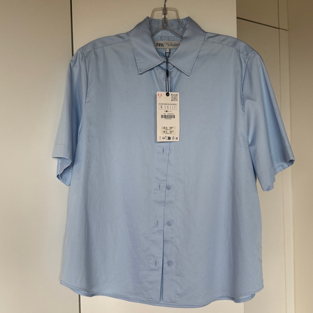 Zara Sky Blue Button-Up Shirt